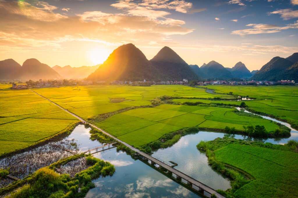 Vietnam destination guide covering Hanoi, Ha Long Bay, Ho Chi Minh City, Cu Chi Tunnels, and the Mekong Delta, featuring cruises, historic landmarks, floating markets, and cultural experiences curated by Koral Voyages.