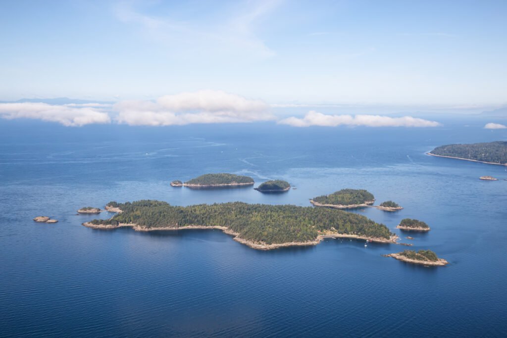 aerial view of pasley island during a vibrant sunny summer morning
