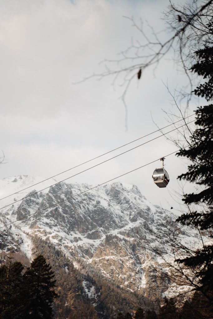 cable car in dombay caucasus mountains