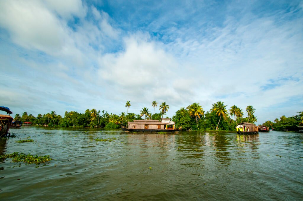 houseboat on kerala backwaters, in alleppey, kerala, india